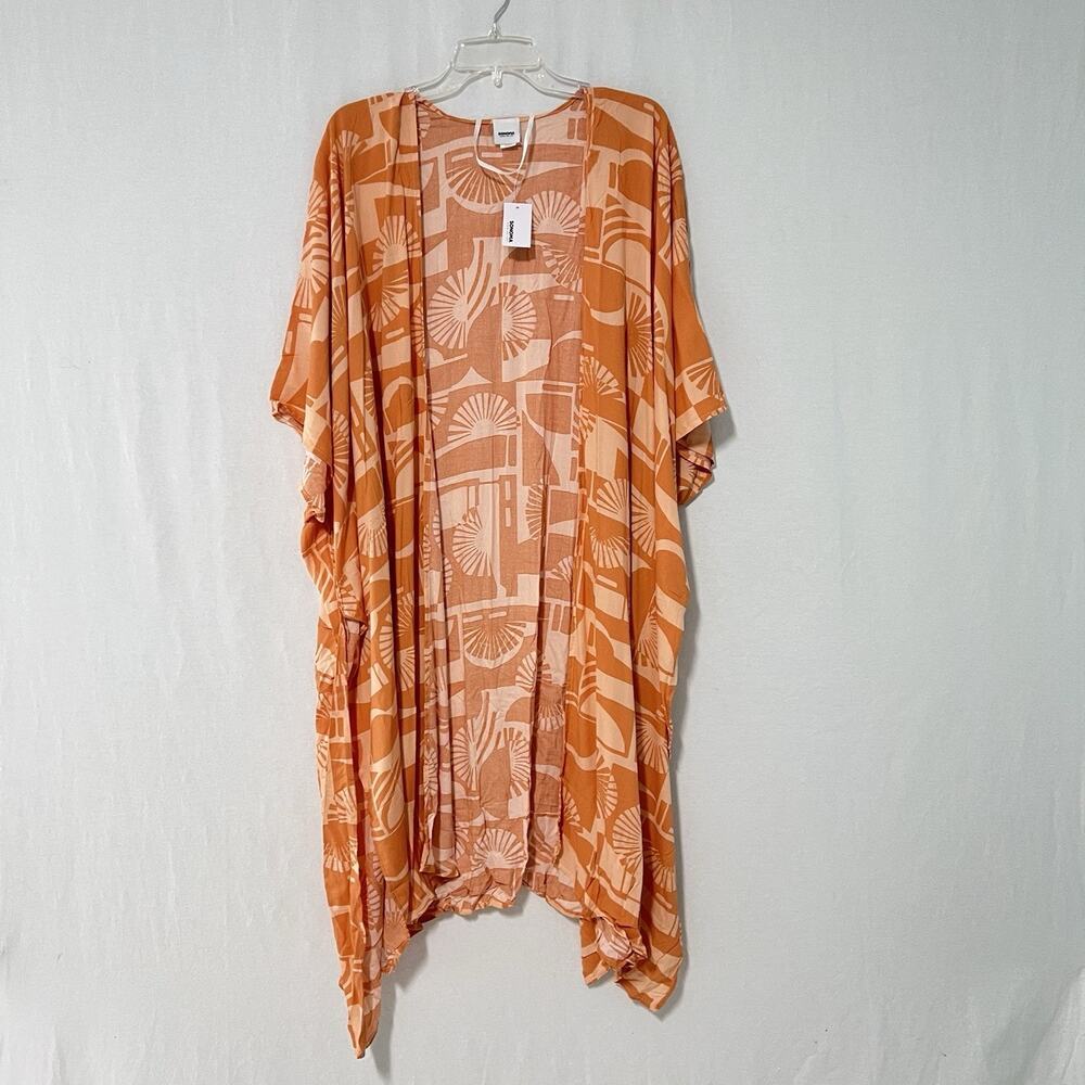 Sonoma Kimono Cover Up Women One Size Orange Long Boho Coastal Airy Resort NEW - Picture 2 of 9